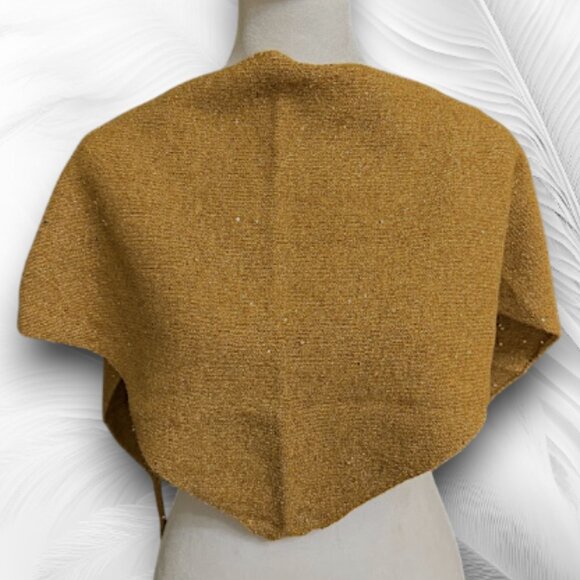 Soft Mustard Sparkly Knit Shawl Wrap Scarf - Picture 2 of 3